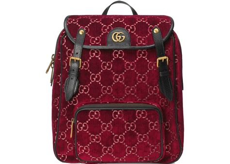 gucci velvet backpack red|Gucci quilted shoulder bag.